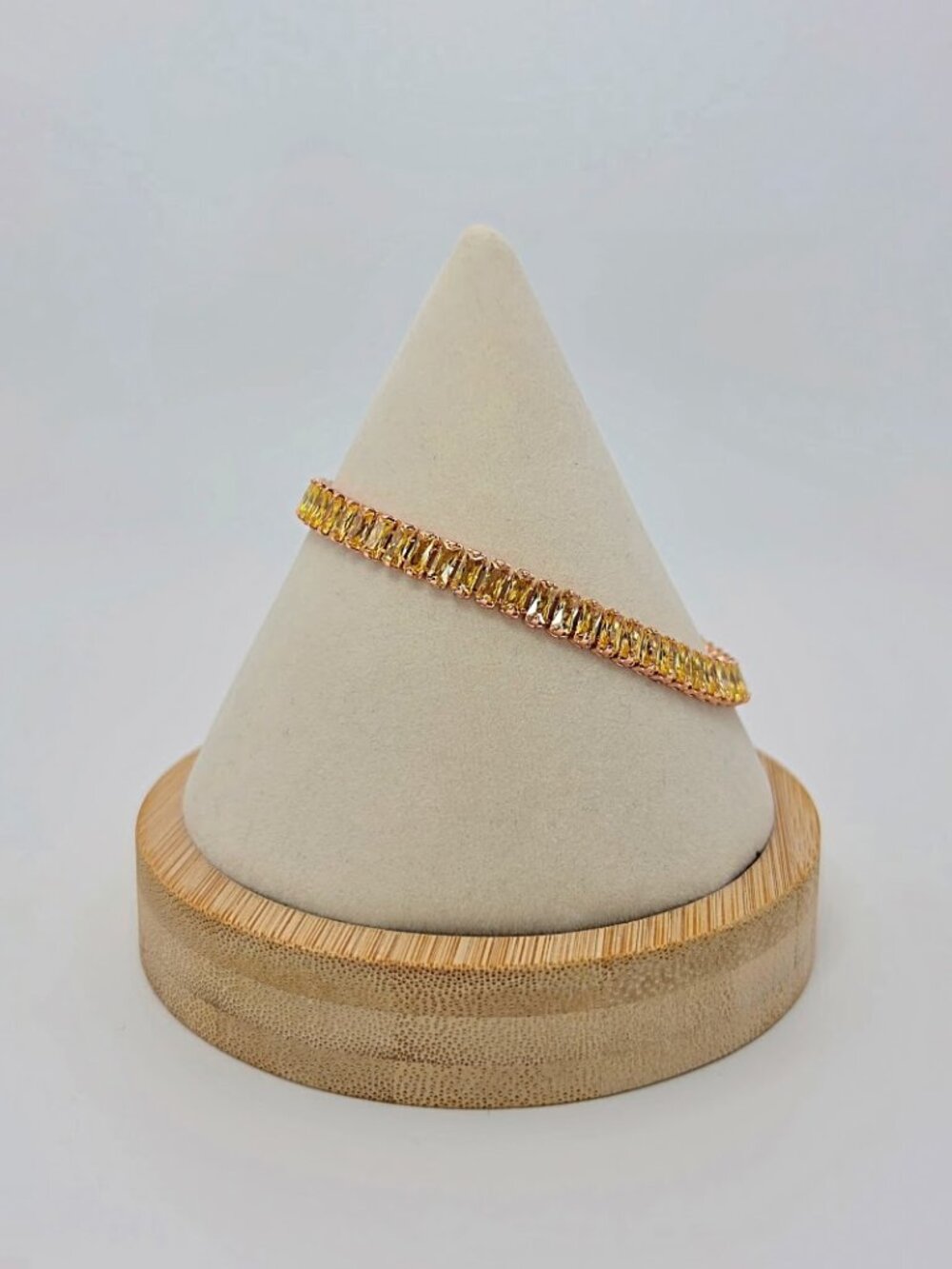 Rose Gold & Canary Yellow CZ Baguette Adjustable Bolo Tennis Bracelet